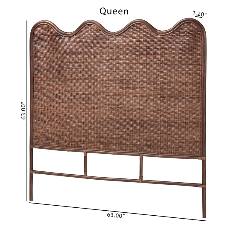 bali & pari Einya Natural Rattan Standalone Headboard Panel Headboard Queen