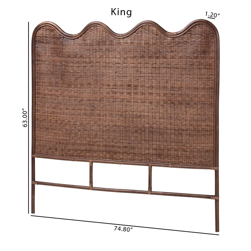 bali & pari Einya Natural Rattan Standalone Headboard Panel Headboard Queen