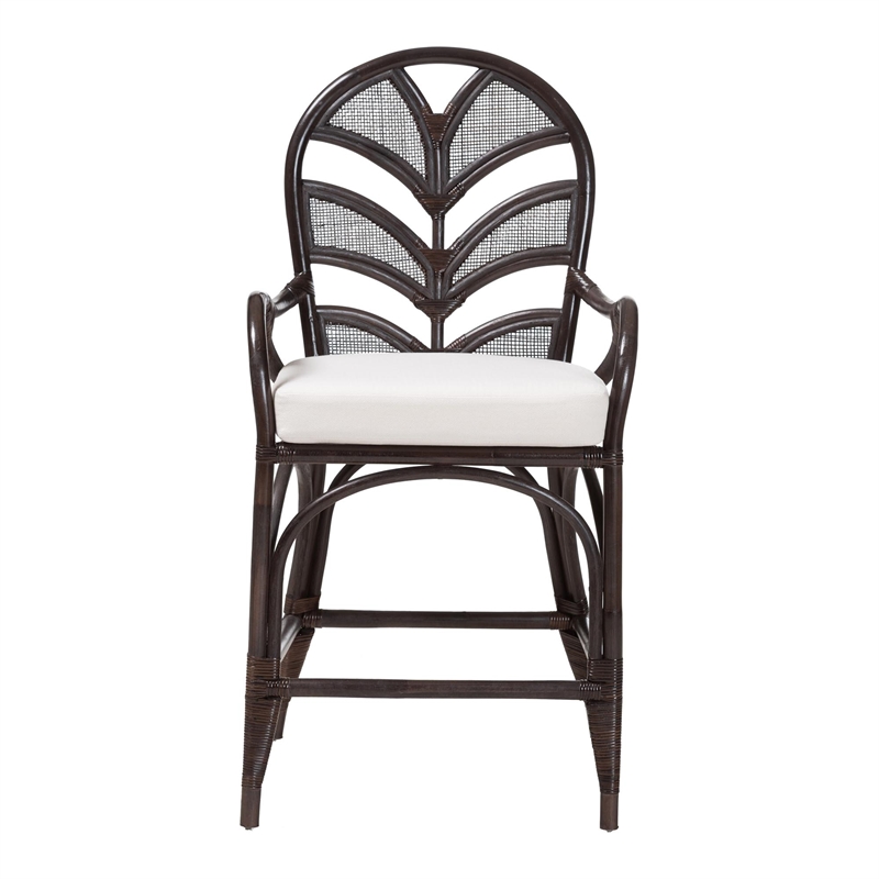 bali & pari Niven Natural Rattan Counter Stool with Cushion Wicker Accent Stool