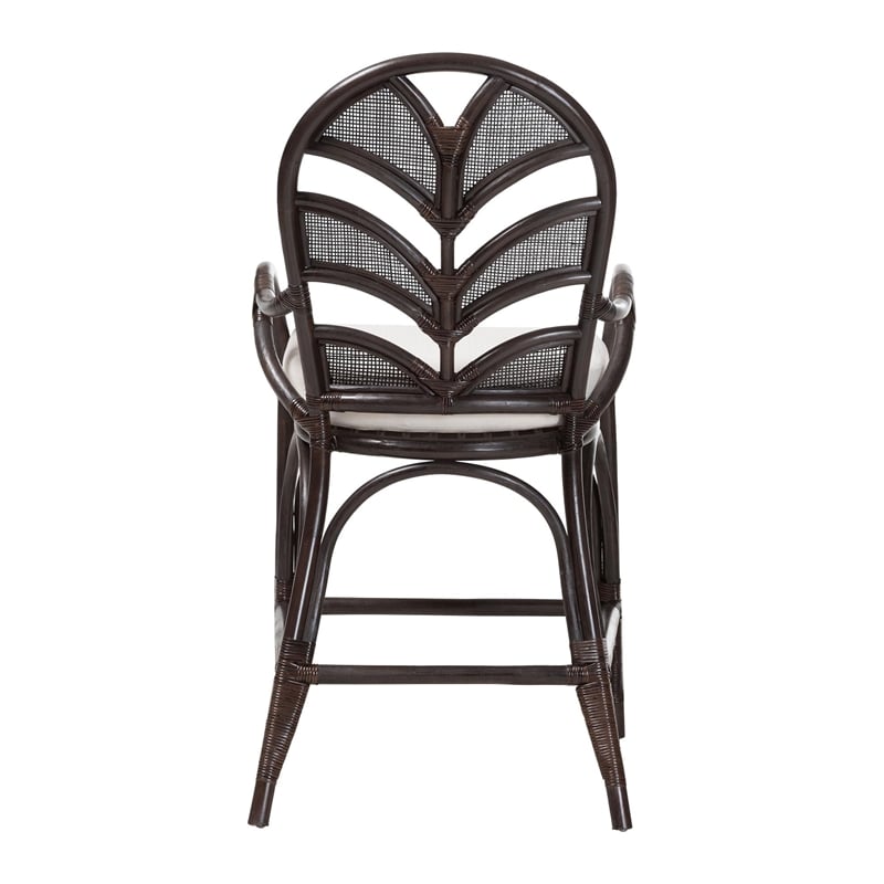 bali & pari Niven Natural Rattan Counter Stool with Cushion Wicker Accent Stool