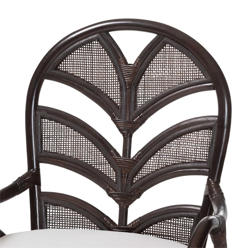 bali & pari Niven Natural Rattan Counter Stool with Cushion Wicker Accent Stool