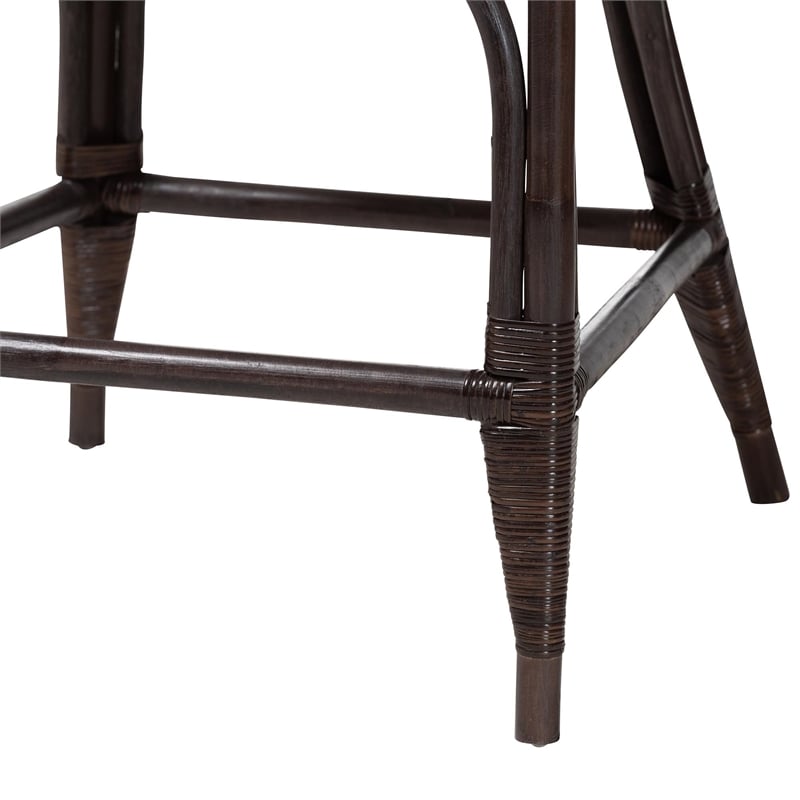 bali & pari Niven Natural Rattan Counter Stool with Cushion Wicker Accent Stool