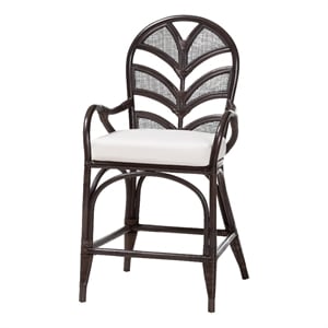 bali & pari Niven Natural Rattan Counter Stool with Cushion Wicker Accent Stool