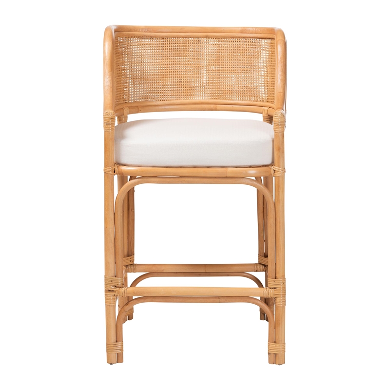 bali & pari Ottis Natural Rattan Counter Stool with Cushion Kitchen Island