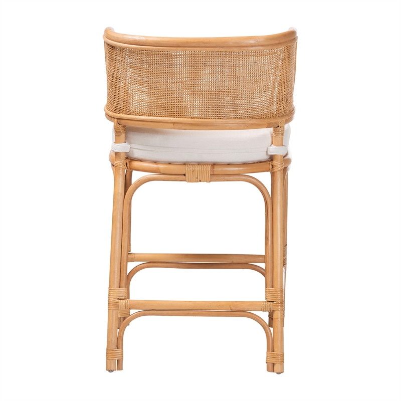 bali & pari Ottis Natural Rattan Counter Stool with Cushion Kitchen Island
