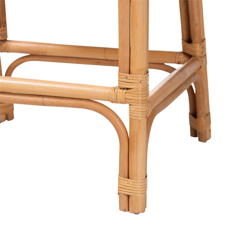 bali & pari Ottis Natural Rattan Counter Stool with Cushion Kitchen Island