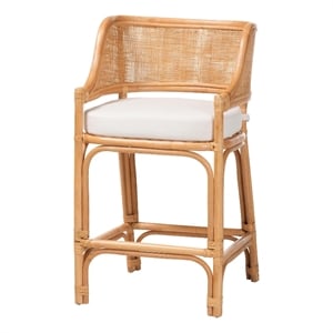 bali & pari Ottis Natural Rattan Counter Stool with Cushion Kitchen Island