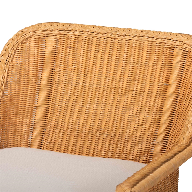 bali & pari Cesar Natural Rattan Chaise Lounge Chair with Cushion