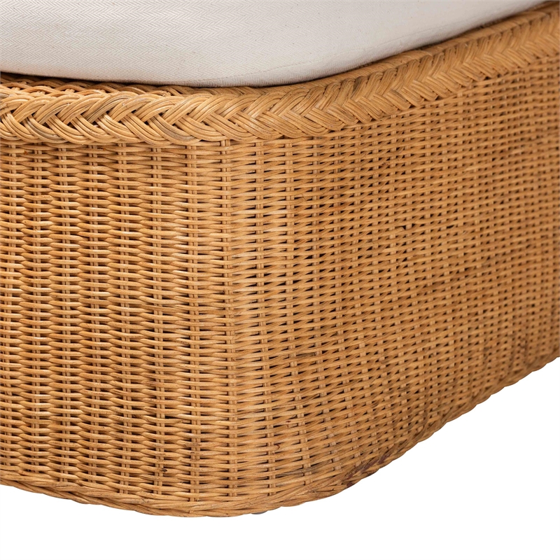 bali & pari Cesar Natural Rattan Chaise Lounge Chair with Cushion