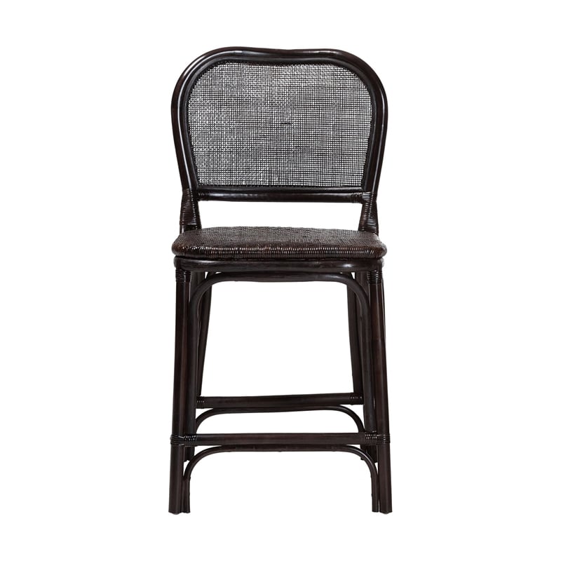bali & pari Irene Natural Rattan Counter Stool Handwoven Wicker Accent Stool
