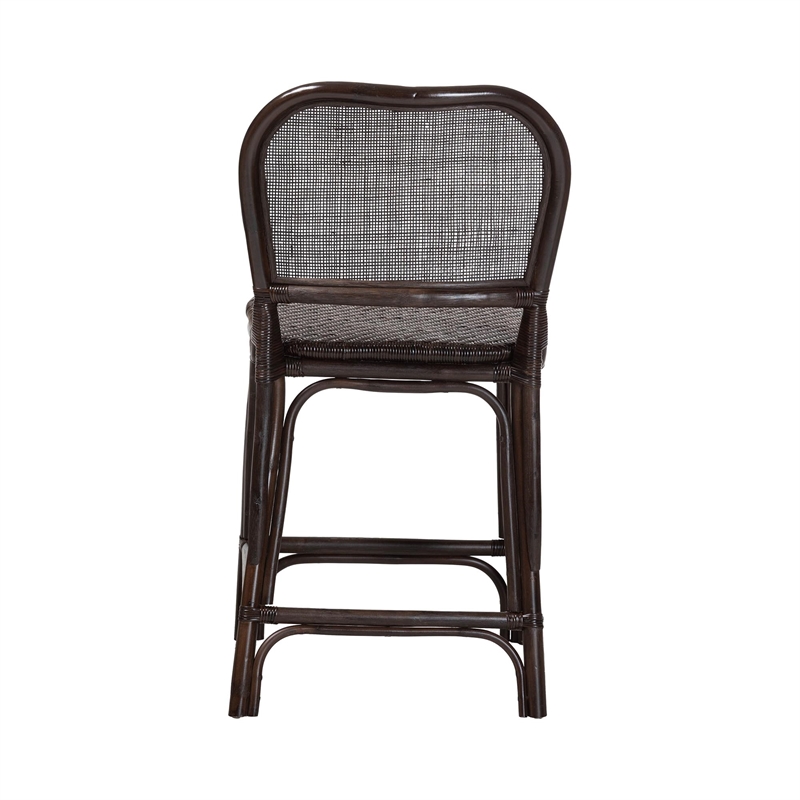 bali & pari Irene Natural Rattan Counter Stool Handwoven Wicker Accent Stool