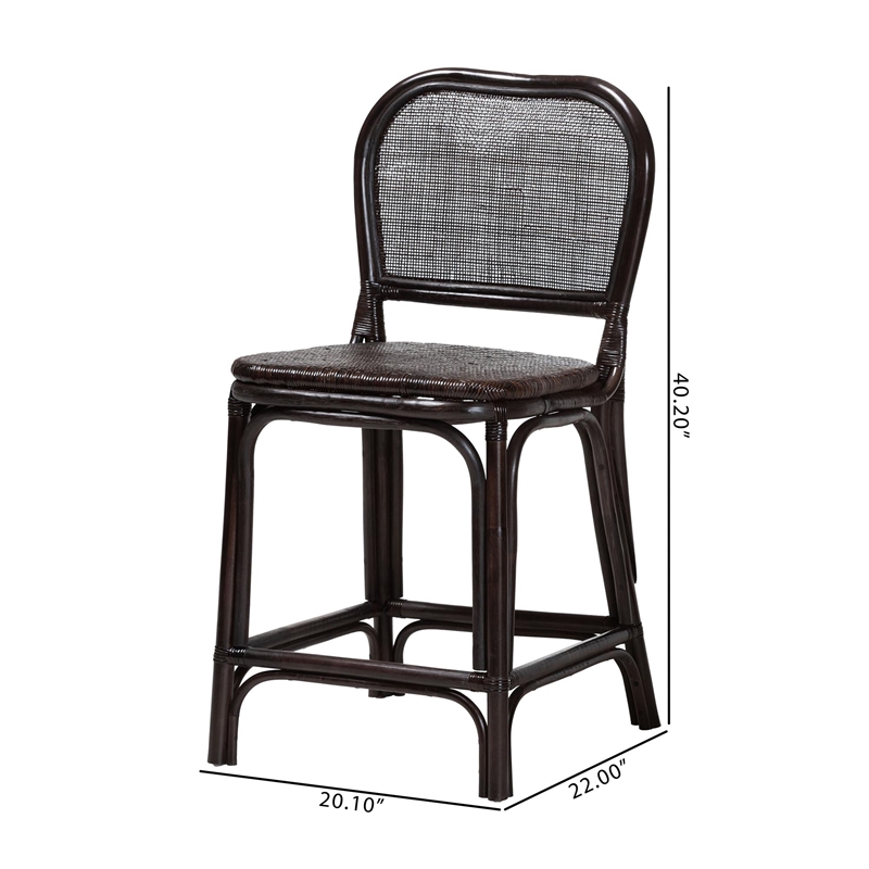 bali & pari Irene Natural Rattan Counter Stool Handwoven Wicker Accent Stool