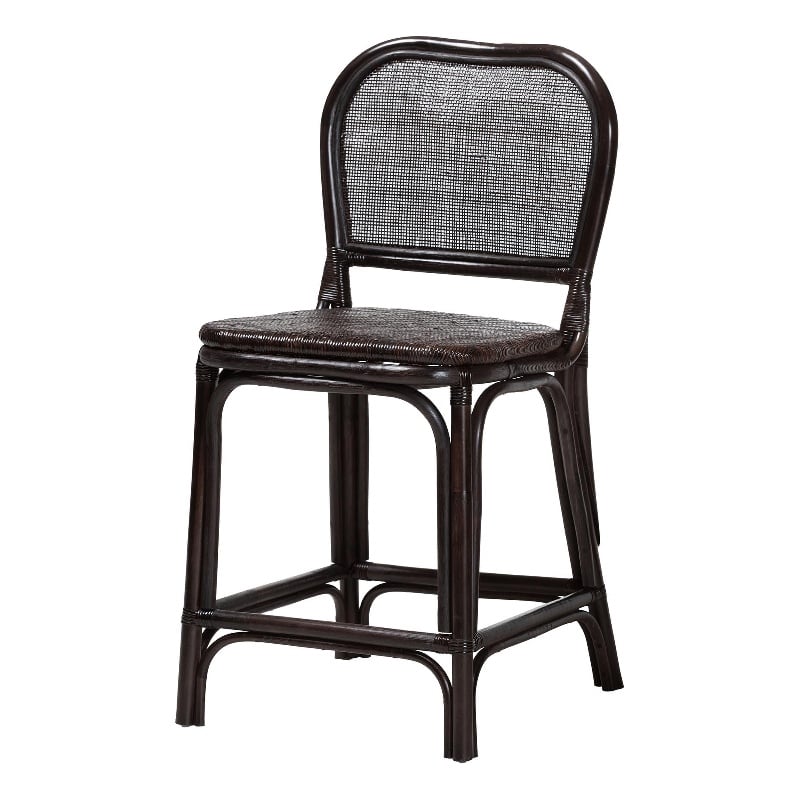 bali & pari Irene Natural Rattan Counter Stool Handwoven Wicker Accent Stool