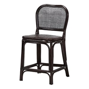 bali & pari Irene Natural Rattan Counter Stool Handwoven Wicker Accent Stool