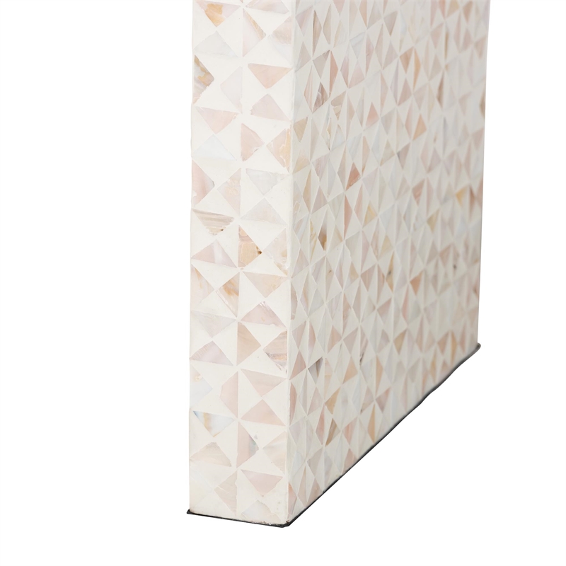 bali & pari Magara Capiz Shell Beige Wood Console Table Waterfall Accent Table