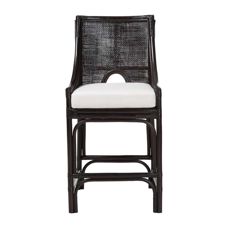 bali & pari Acton Natural Rattan Counter Stool Handwoven Wicker Accent Stool