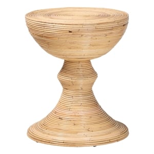 bali & pari Brookwood Natural Rattan End Table Handcrafted Accent Table