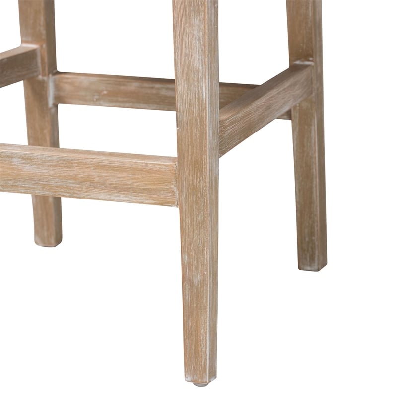 bali & pari Ashford Whitewash Rattan Counter Stool Mahogany Wood Frame
