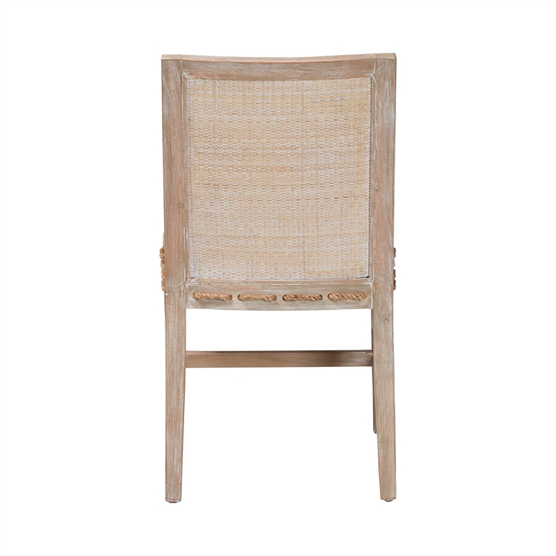bali & pari Ashford Whitewash Rattan Dining Chair Mahogany Wood Frame