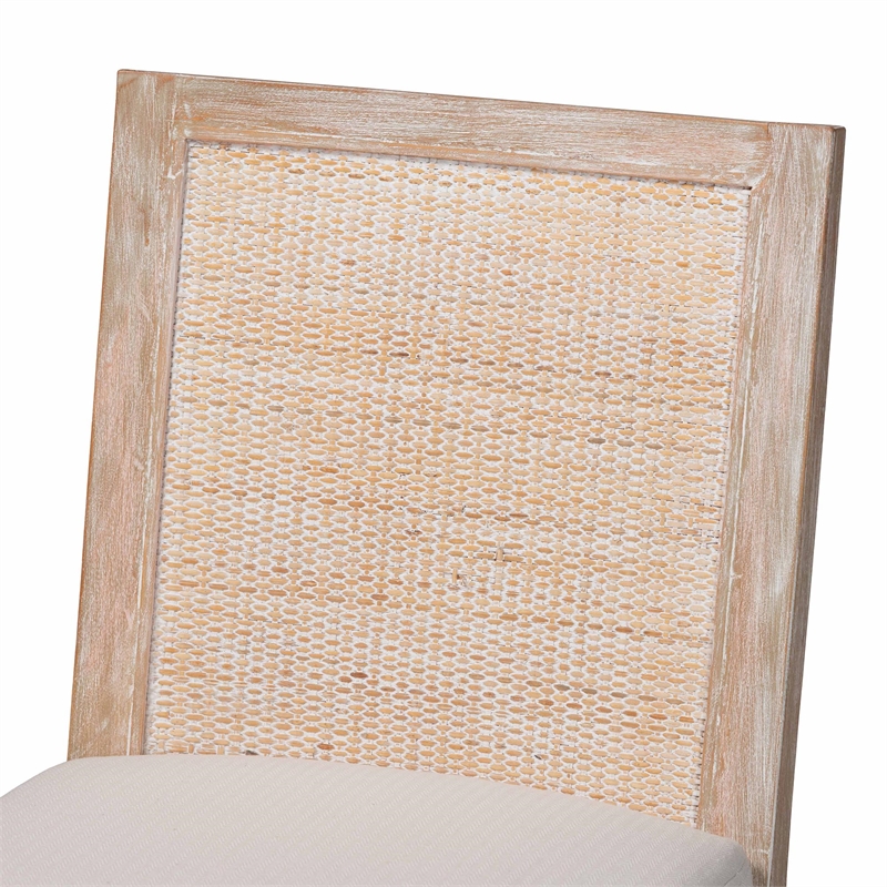 bali & pari Ashford Whitewash Rattan Dining Chair Mahogany Wood Frame