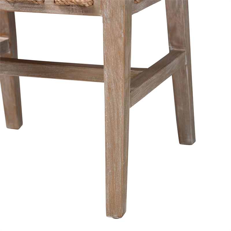 bali & pari Ashford Whitewash Rattan Dining Chair Mahogany Wood Frame