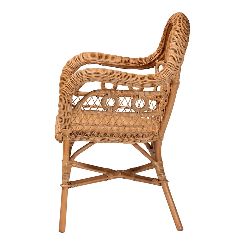 bali & pari Abigale Natural Rattan Dining Chair - Handwoven Wicker Accent Chair
