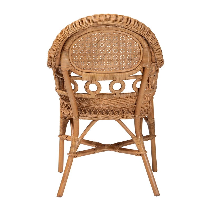bali & pari Abigale Natural Rattan Dining Chair - Handwoven Wicker Accent Chair