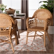 bali & pari Abigale Natural Rattan Dining Chair - Handwoven Wicker Accent Chair