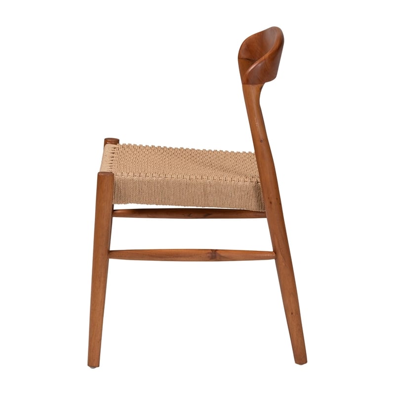 bali & pari Lorena Paper Loom Woven Dining Chair Wood Frame with Curved Back