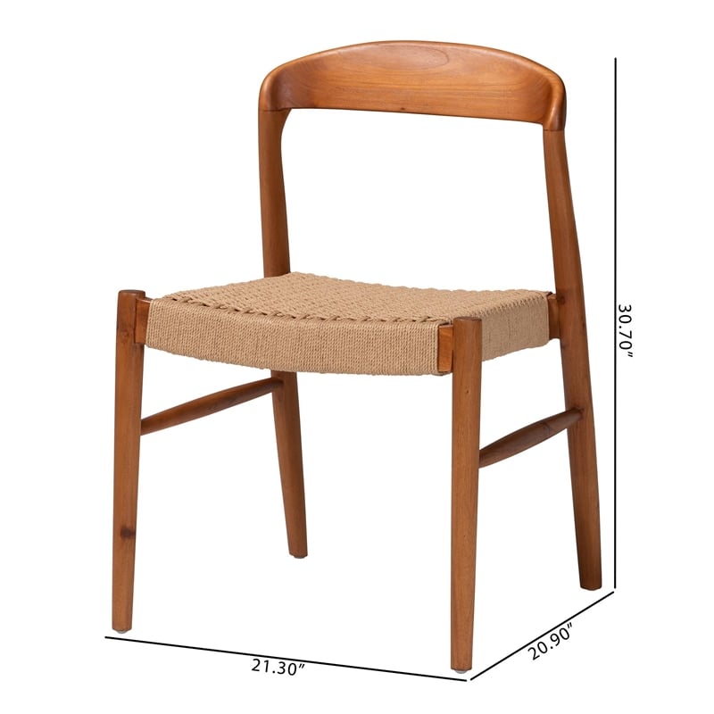 bali & pari Lorena Paper Loom Woven Dining Chair Wood Frame with Curved Back