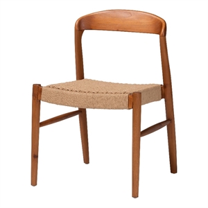bali & pari Lorena Paper Loom Woven Dining Chair Wood Frame with Curved Back