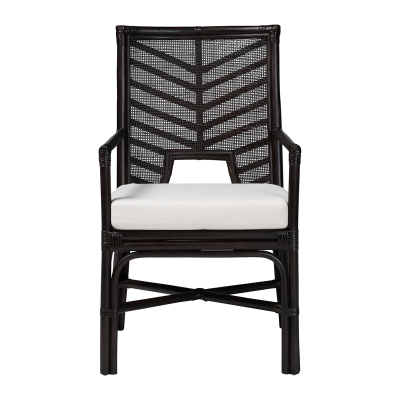 bali & pari Oscar Natural Rattan Dining Chair Wicker Accent Chair with Armrests