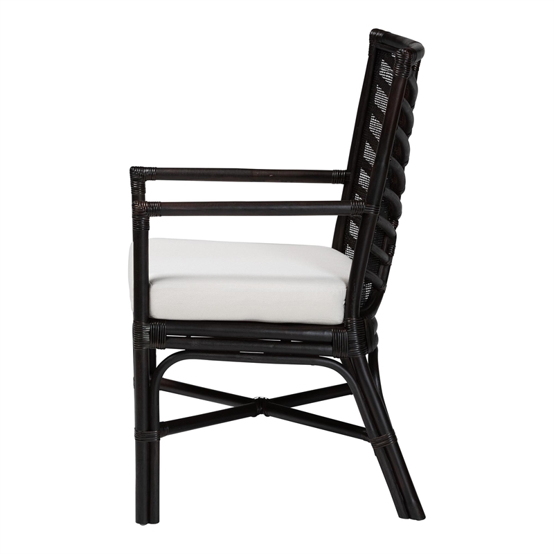 bali & pari Oscar Natural Rattan Dining Chair Wicker Accent Chair with Armrests
