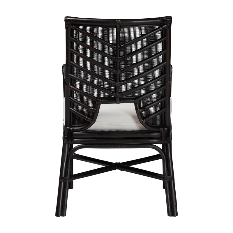 bali & pari Oscar Natural Rattan Dining Chair Wicker Accent Chair with Armrests