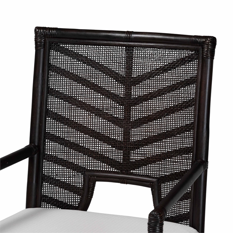 bali & pari Oscar Natural Rattan Dining Chair Wicker Accent Chair with Armrests