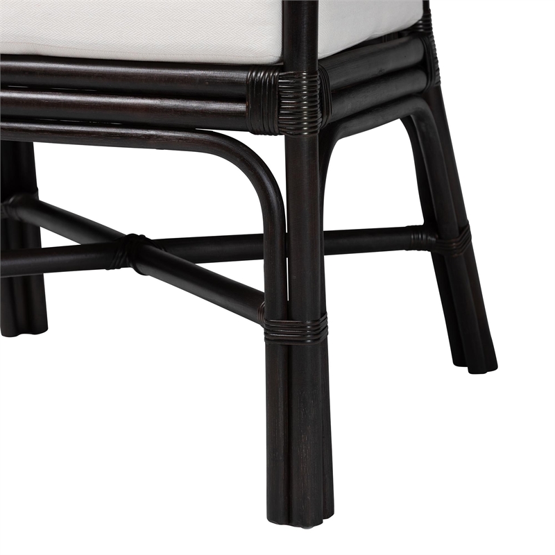 bali & pari Oscar Natural Rattan Dining Chair Wicker Accent Chair with Armrests