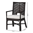 bali & pari Oscar Natural Rattan Dining Chair Wicker Accent Chair with Armrests