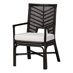 bali & pari Oscar Natural Rattan Dining Chair Wicker Accent Chair with Armrests