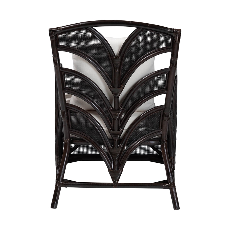bali & pari Paden Natural Rattan Armchair Wicker Accent Chair with Leaf Frame