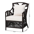 bali & pari Paden Natural Rattan Armchair Wicker Accent Chair with Leaf Frame