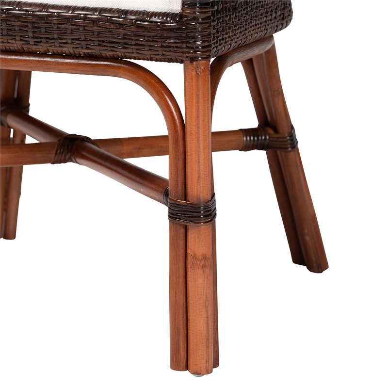 bali & pari Petra Natural Rattan 2-Piece Dining Chair Set Accent Chair Espresso