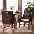 bali & pari Petra Natural Rattan 2-Piece Dining Chair Set Accent Chair Espresso