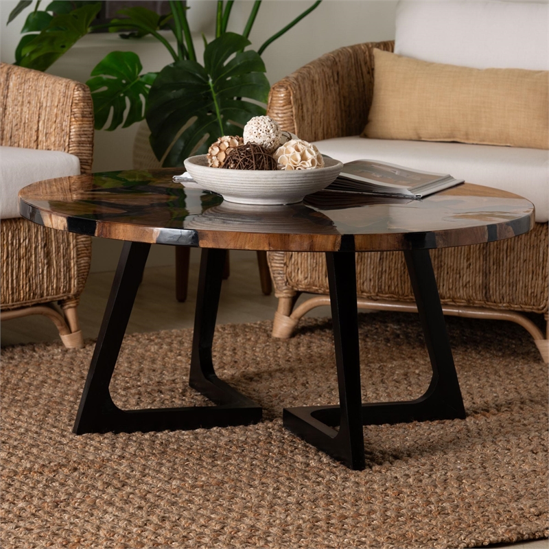 bali & pari Agata Wood and Epoxy Resin Coffee Table - Handcrafted Accent Table