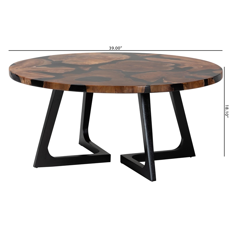 bali & pari Agata Wood and Epoxy Resin Coffee Table - Handcrafted Accent Table