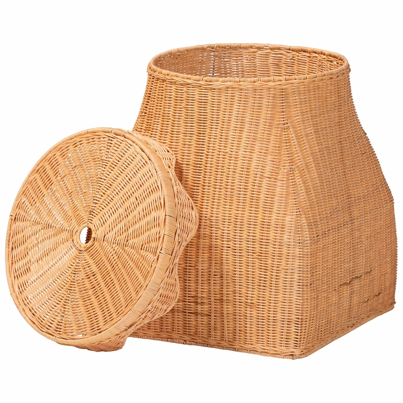 bali & pari Ada Natural Rattan Laundry Hamper - Handwoven Wicker Storage Basket