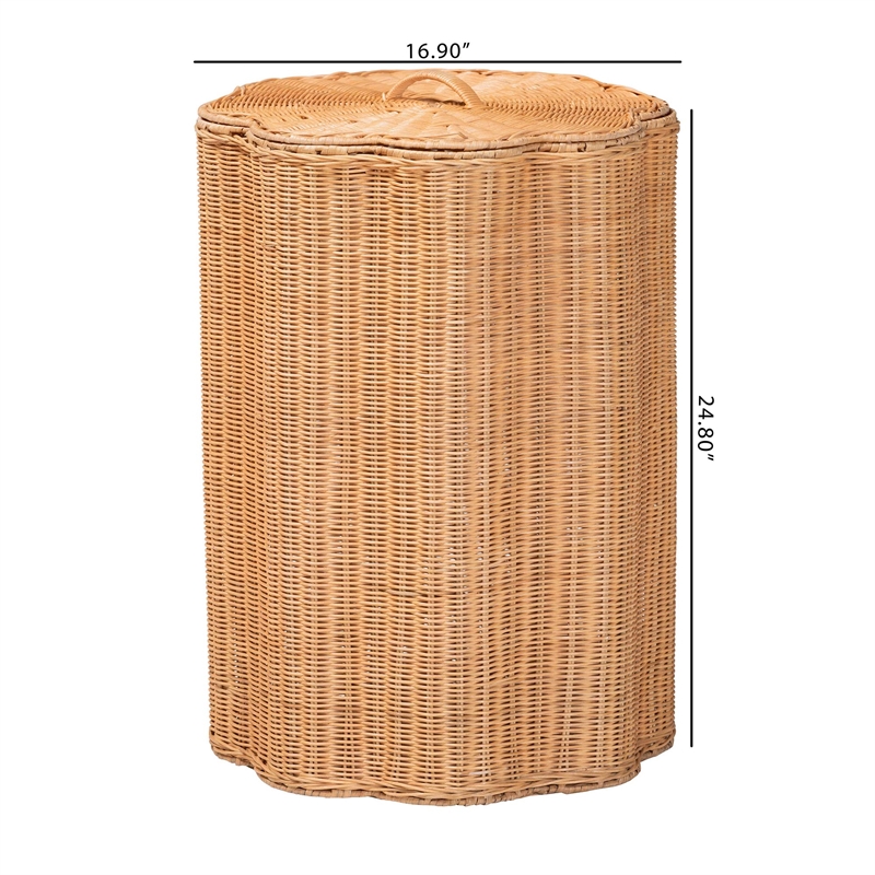 bali & pari Danilo Natural Rattan Laundry Hamper Handwoven Wicker Storage Basket
