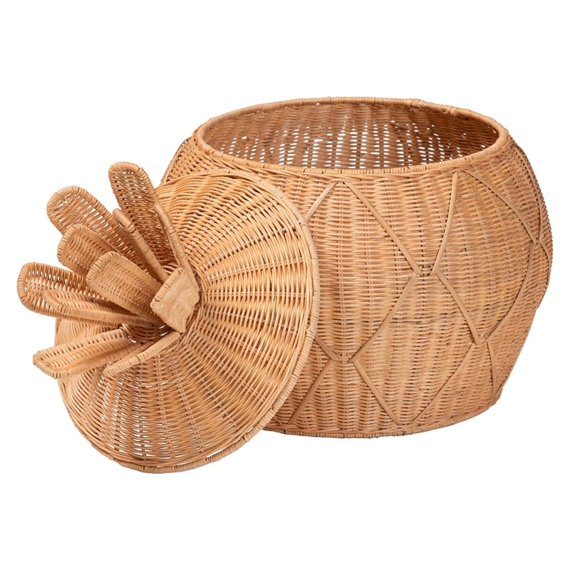 bali & pari Pelham Natural Rattan Laundry Hamper Wicker Storage Basket Small