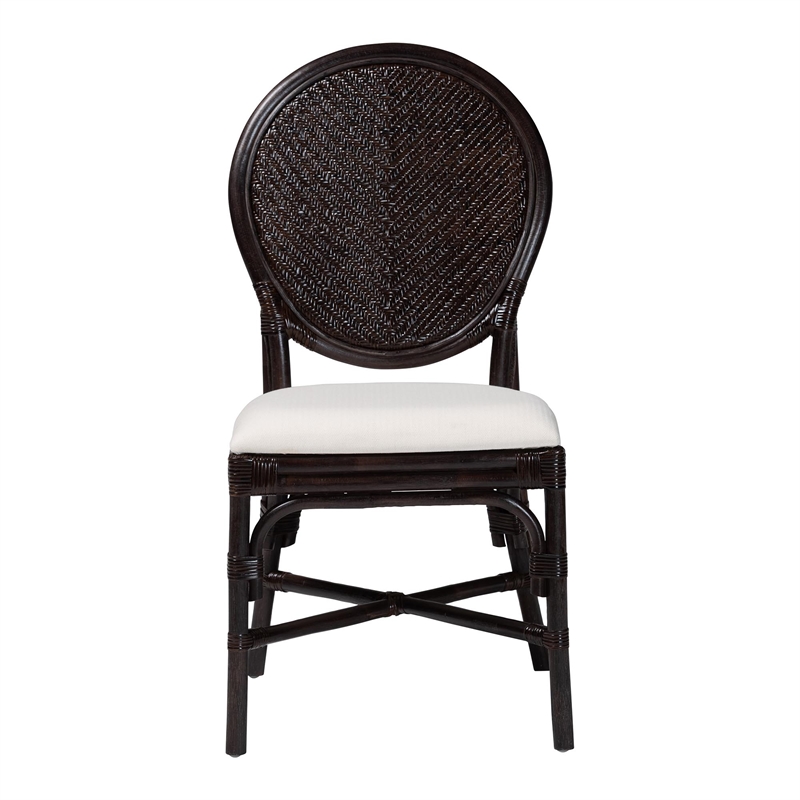 bali & pari Elmer Natural Rattan Dining Chair Handwoven Accent Chair Espresso