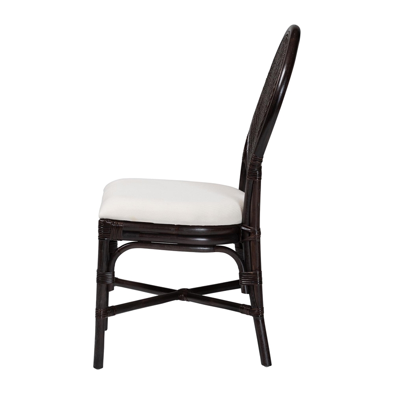 bali & pari Elmer Natural Rattan Dining Chair Handwoven Accent Chair Espresso