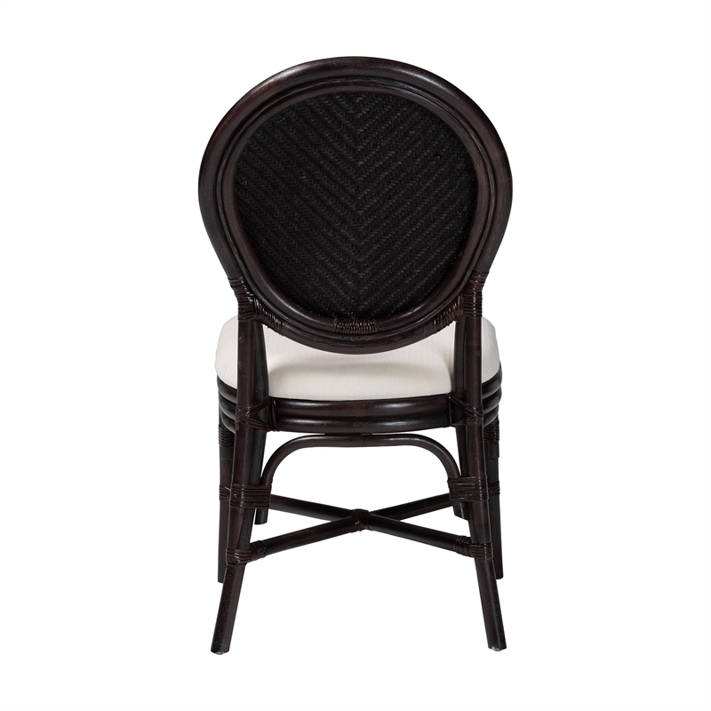 bali & pari Elmer Natural Rattan Dining Chair Handwoven Accent Chair Espresso